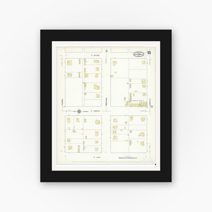 Old map wall art mockup — black gallery frame with white mat — Sanborn Fire Insurance Map from San Angelo, Tom Green County, Texas (1913), Sheet #0018