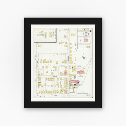Old map wall art mockup — black gallery frame with white mat — Sanborn Fire Insurance Map from Freeland, Luzerne County, Pennsylvania (1905), Sheet #0002