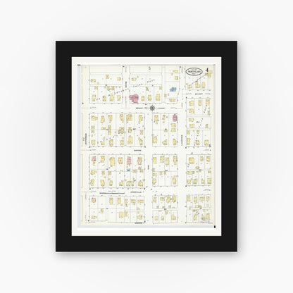 Old map wall art mockup — black gallery frame with white mat — Sanborn Fire Insurance Map from Montpelier, Williams County, Ohio (1910), Sheet #0004
