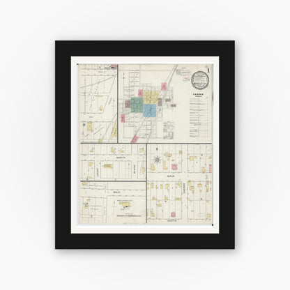 Old map wall art mockup — black gallery frame with white mat — Sanborn Fire Insurance Map from Mount Olive, Macoupin County, Illinois (1894) - Complete Map Set