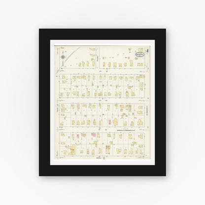 Old map wall art mockup — black gallery frame with white mat — Sanborn Fire Insurance Map from Menasha, Winnebago County, Wisconsin (1913), Sheet #0004