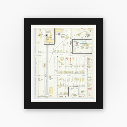 Old map wall art mockup — black gallery frame with white mat — Sanborn Fire Insurance Map from Amery, Polk County, Wisconsin (1911) - Complete Map Set