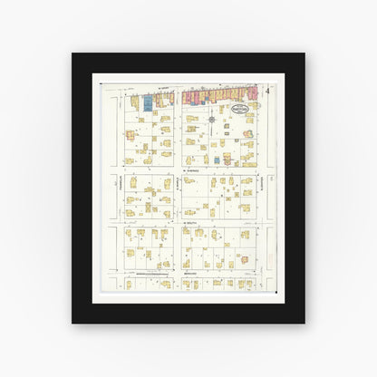 Old map wall art mockup — black gallery frame with white mat — Sanborn Fire Insurance Map from Hartford, Van Buren County, Michigan (1921), Sheet #0004