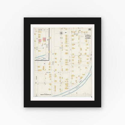 Old map wall art mockup — black gallery frame with white mat — Sanborn Fire Insurance Map from Butler, Butler County, Pennsylvania (1906), Sheet #0031