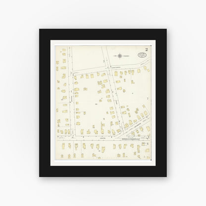 Old map wall art mockup — black gallery frame with white mat — Sanborn Fire Insurance Map from Perry, Wyoming County, New York (1913) - Complete Map Set