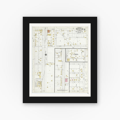 Old map wall art mockup — black gallery frame with white mat — Sanborn Fire Insurance Map from Winter Haven, Polk County, Florida (1919), Sheet #0006