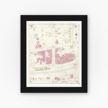 Old map wall art mockup — black gallery frame with white mat — Sanborn Fire Insurance Map from Glen Ellyn, Du Page County, Illinois (1946), Sheet #0002