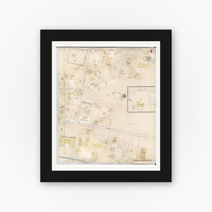 Old map wall art mockup — black gallery frame with white mat — Sanborn Fire Insurance Map from Lahaina, Maui County, Hawaii (1950), Sheet #0004