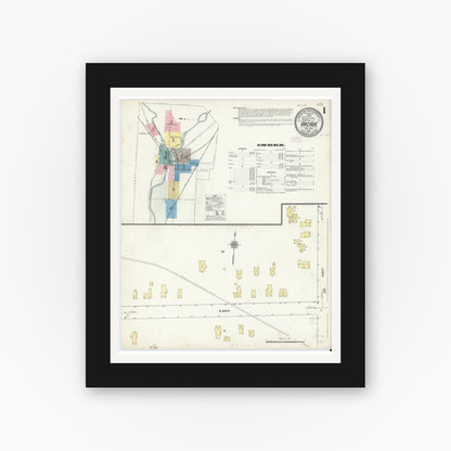 Old map wall art mockup — black gallery frame with white mat — Sanborn Fire Insurance Map from Arcade, Wyoming County, New York (1912) - Complete Map Set