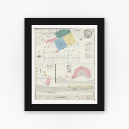 Old map wall art mockup — black gallery frame with white mat — Sanborn Fire Insurance Map from Saint James, Watonwan County, Minnesota (1894) - Complete Map Set