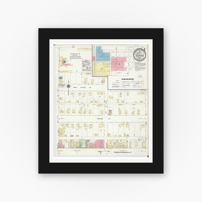 Old map wall art mockup — black gallery frame with white mat — Sanborn Fire Insurance Map from Shepherd, Isabella County, Michigan (1910) - Complete Map Set