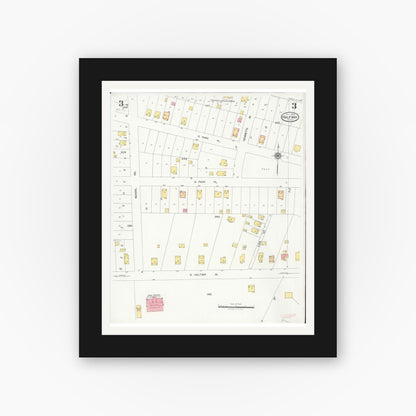 Old map wall art mockup — black gallery frame with white mat — Sanborn Fire Insurance Map from Halfway, Macomb County, Michigan (1925), Sheet #0003