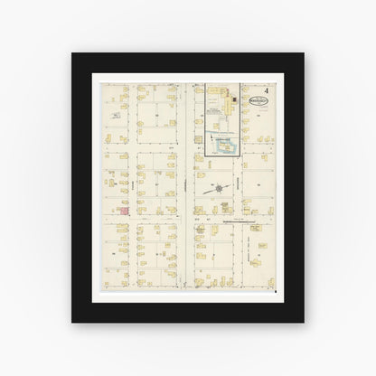 Old map wall art mockup — black gallery frame with white mat — Sanborn Fire Insurance Map from Morehead City, Carteret County, North Carolina (1913), Sheet #0004