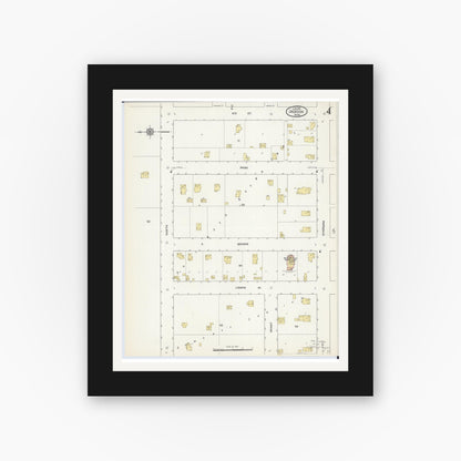 Old map wall art mockup — black gallery frame with white mat — Sanborn Fire Insurance Map from Jackson, Jackson County, Minnesota (1913), Sheet #0004