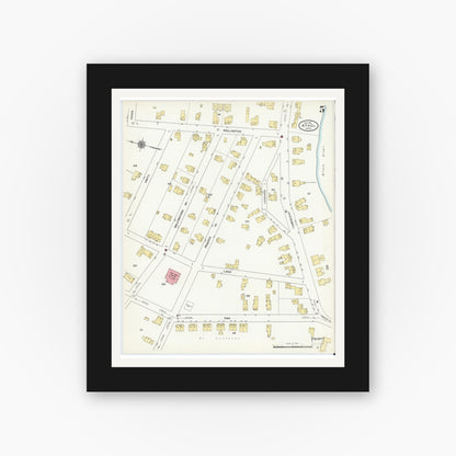 Old map wall art mockup — black gallery frame with white mat — Sanborn Fire Insurance Map from Athol, Worcester County, Massachusetts (1911), Sheet #0005