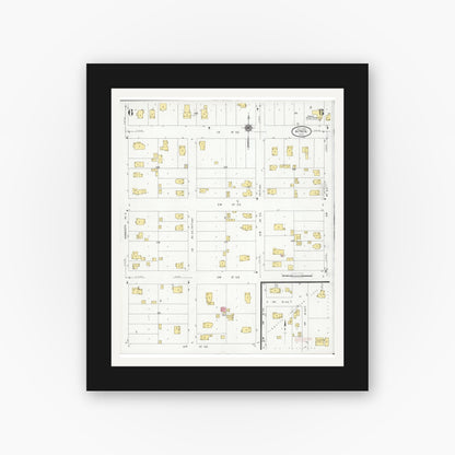 Old map wall art mockup — black gallery frame with white mat — Sanborn Fire Insurance Map from Aitkin, Aitkin County, Minnesota (1929), Sheet #0006