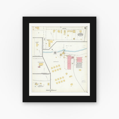 Old map wall art mockup — black gallery frame with white mat — Sanborn Fire Insurance Map from Emporia, Independent Cities, Virginia (1904), Sheet #0005