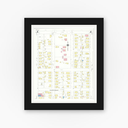 Old map wall art mockup — black gallery frame with white mat — Sanborn Fire Insurance Map from Herrin, Williamson County, Illinois (1941), Sheet #0004