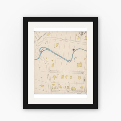 Old map wall art mockup — black gallery frame with white mat — Sanborn Fire Insurance Map from Hilo, Hawaii County, Hawaii (1921), Sheet #0002