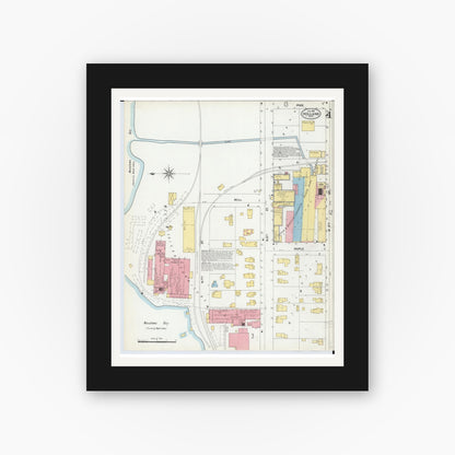 Old map wall art mockup — black gallery frame with white mat — Sanborn Fire Insurance Map from Holland, Ottawa County, Michigan (1902), Sheet #0004