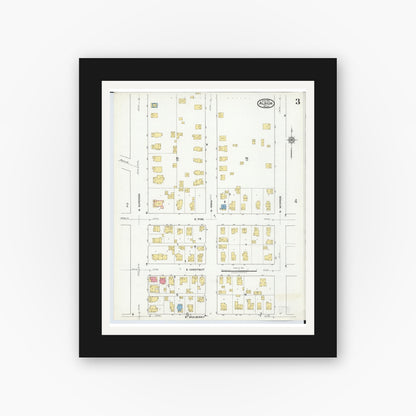 Old map wall art mockup — black gallery frame with white mat — Sanborn Fire Insurance Map from Albion, Calhoun County, Michigan (1918), Sheet #0003