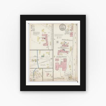Old map wall art mockup — black gallery frame with white mat — Sanborn Fire Insurance Map from Geneva, Ashtabula County, Ohio (1885) - Complete Map Set