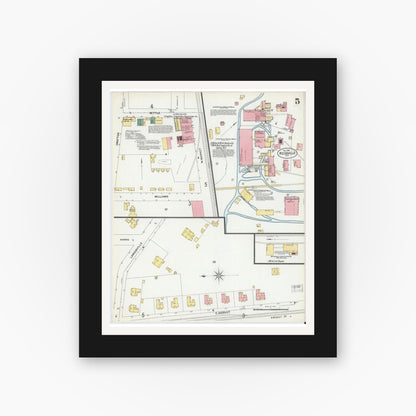 Old map wall art mockup — black gallery frame with white mat — Sanborn Fire Insurance Map from Reidsville, Rockingham County, North Carolina (1901), Sheet #0005