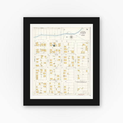 Old map wall art mockup — black gallery frame with white mat — Sanborn Fire Insurance Map from Crockett, Contra Costa County, California (1906), Sheet #0008