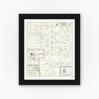 Old map wall art mockup — black gallery frame with white mat — Sanborn Fire Insurance Map from Punta Gorda, Charlotte County, Florida (1914), Sheet #0006