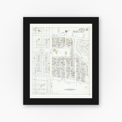 Old map wall art mockup — black gallery frame with white mat — Sanborn Fire Insurance Map from Westville, Gloucester County, New Jersey (1919), Sheet #0012
