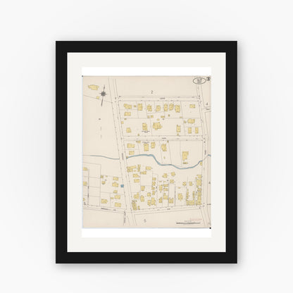 Old map wall art mockup — black gallery frame with white mat — Sanborn Fire Insurance Map from Hilo, Hawaii County, Hawaii (1921), Sheet #0003