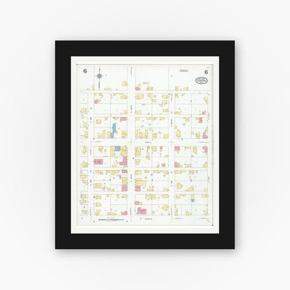 Old map wall art mockup — black gallery frame with white mat — Sanborn Fire Insurance Map from Osborn, Greene County, Ohio (1929), Sheet #0006