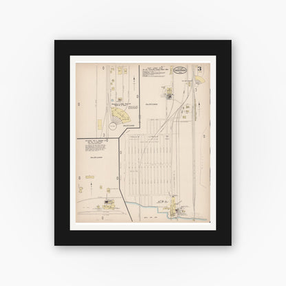 Old map wall art mockup — black gallery frame with white mat — Sanborn Fire Insurance Map from Deer River, Itasca County, Minnesota (1922), Sheet #0003