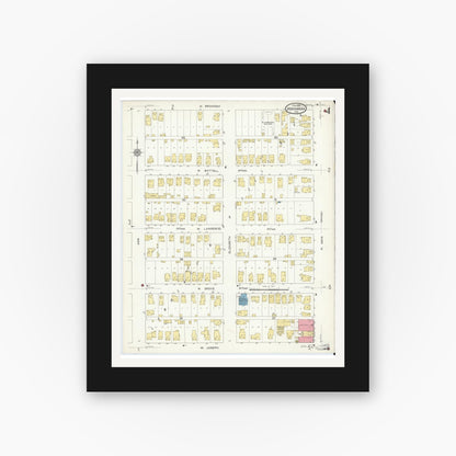 Old map wall art mockup — black gallery frame with white mat — Sanborn Fire Insurance Map from Mishawaka, Saint Joseph County, Indiana (1913), Sheet #0004