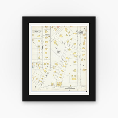 Old map wall art mockup — black gallery frame with white mat — Sanborn Fire Insurance Map from Concord, Middlesex County, Massachusetts (1903), Sheet #0004
