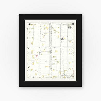 Old map wall art mockup — black gallery frame with white mat — Sanborn Fire Insurance Map from Carmel By The Sea, Monterey County, California (1924), Sheet #0013