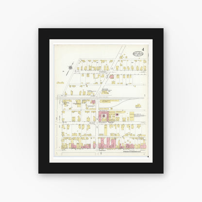 Old map wall art mockup — black gallery frame with white mat — Sanborn Fire Insurance Map from Mifflinburg, Union County, Pennsylvania (1913), Sheet #0004