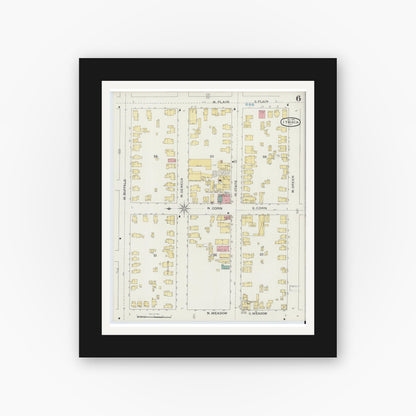 Old map wall art mockup — black gallery frame with white mat — Sanborn Fire Insurance Map from Ithaca, Tompkins County, New York (1893), Sheet #0006