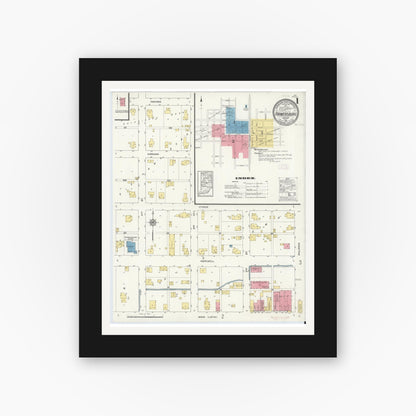 Old map wall art mockup — black gallery frame with white mat — Sanborn Fire Insurance Map from Farmersburg, Sullivan County, Indiana (1913) - Complete Map Set