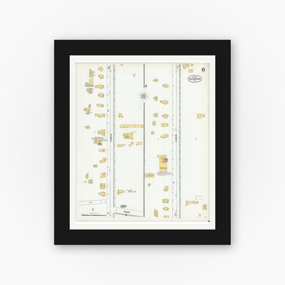 Old map wall art mockup — black gallery frame with white mat — Sanborn Fire Insurance Map from Sherburne, Chenango County, New York (1900), Sheet #0006