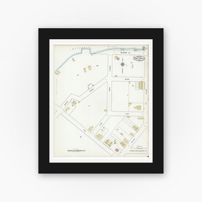 Old map wall art mockup — black gallery frame with white mat — Sanborn Fire Insurance Map from Delanco, Burlington County, New Jersey (1921), Sheet #0002