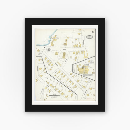 Old map wall art mockup — black gallery frame with white mat — Sanborn Fire Insurance Map from Cedarville, Cumberland County, New Jersey (1905), Sheet #0003