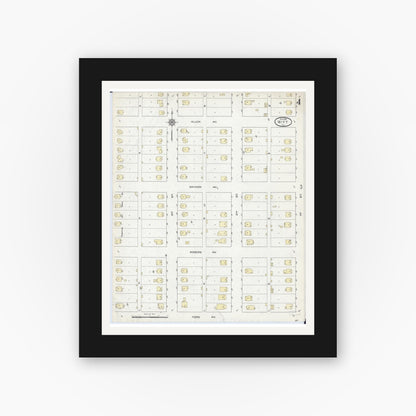 Old map wall art mockup — black gallery frame with white mat — Sanborn Fire Insurance Map from Witt, Montgomery County, Illinois (1914), Sheet #0004