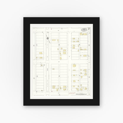 Old map wall art mockup — black gallery frame with white mat — Sanborn Fire Insurance Map from Coronado, San Diego County, California (1921), Sheet #0007