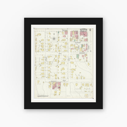 Old map wall art mockup — black gallery frame with white mat — Sanborn Fire Insurance Map from Murphysboro, Jackson County, Illinois (1897), Sheet #0005