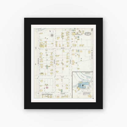Old map wall art mockup — black gallery frame with white mat — Sanborn Fire Insurance Map from Boonton, Morris County, New Jersey (1896), Sheet #0007