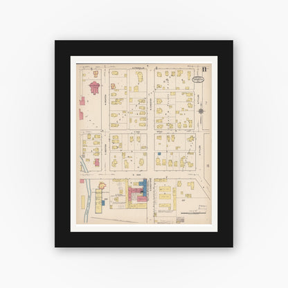 Old map wall art mockup — black gallery frame with white mat — Sanborn Fire Insurance Map from Sparta, Monroe County, Wisconsin (1922), Sheet #0011