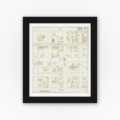 Old map wall art mockup — black gallery frame with white mat — Sanborn Fire Insurance Map from Tampa, Hillsborough County, Florida (1895), Sheet #0009