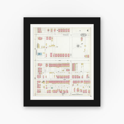 Old map wall art mockup — black gallery frame with white mat — Sanborn Fire Insurance Map from Norristown, Montgomery County, Pennsylvania (1902), Sheet #0004