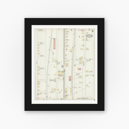 Old map wall art mockup — black gallery frame with white mat — Sanborn Fire Insurance Map from Duncannon, Perry County, Pennsylvania (1894), Sheet #0005